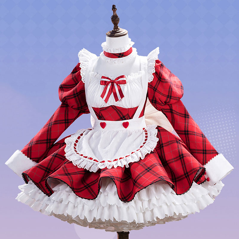 【しゅごキャラ！ほしな歌唄  赤チェック柄ワンピース コスプレ衣装 ステージ風ドレス 】